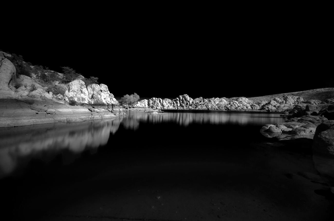 Lake over a moon lit sky